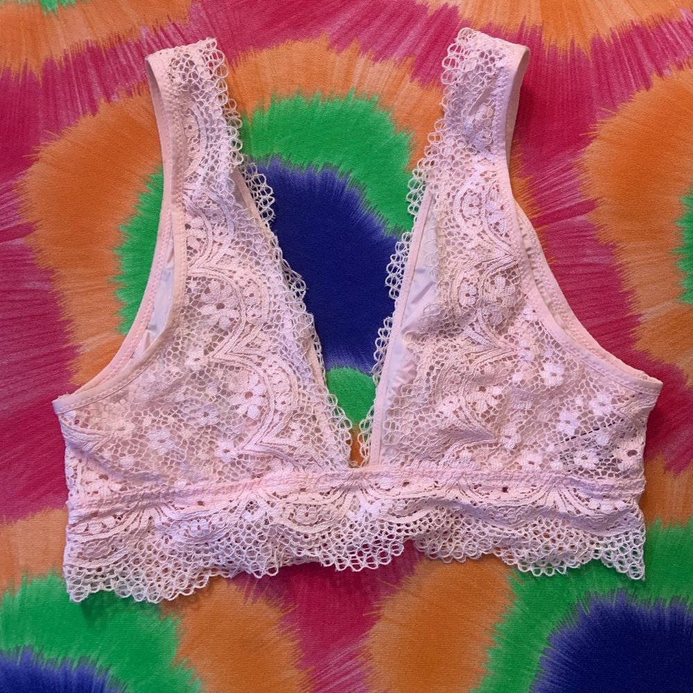 NEW with labels Victoria Secret Lace Pink Long Line Plunge Bralette